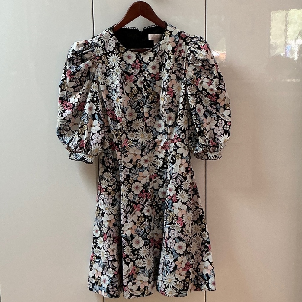 Rachel Parcell Black and White Floral Fit and Flare Dress